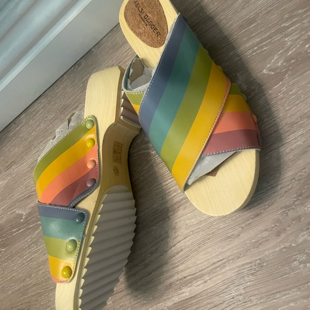 NIB Kelsi Dagger rainbow multi ‘Brooklyn’ sandals clogs sz 8.5 🌈 - Picture 4 of 9